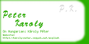 peter karoly business card